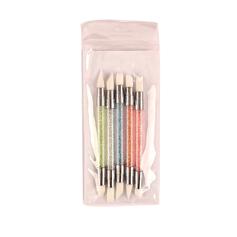 Wholesale Double-ended Silicone Pen Clay Manicure Repair Tools 5-piece Set